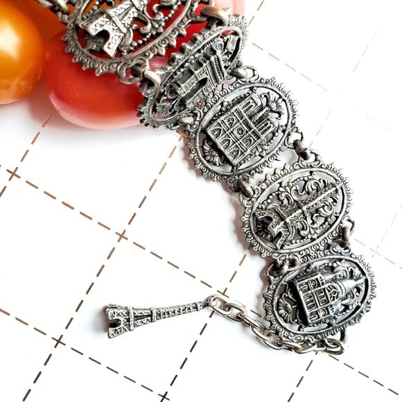 Vintage French Monuments Panel Link Bracelet - Picture 8 of 8